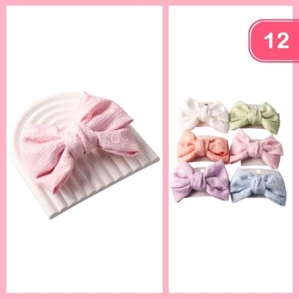 EMBROIDERED FLORAL WINDSOR HAIR BOW (12 UNITS)