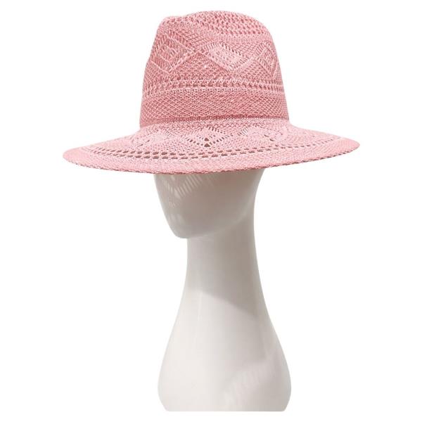 OPEN WEAVE WOVEN STRAW FEDORA CROWN STRAIGHT BRIM SUN HAT