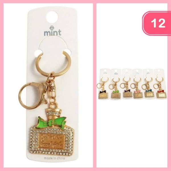 RHINESTONE PERFUME BOTTLE KEYCHAIN (12 UNITS)