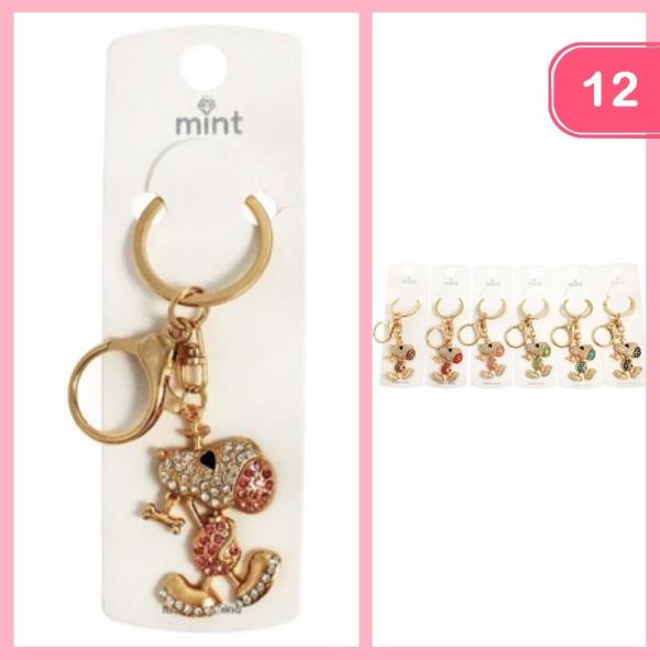 RHINESTONE DOG KEYCHAIN (12 UNITS)
