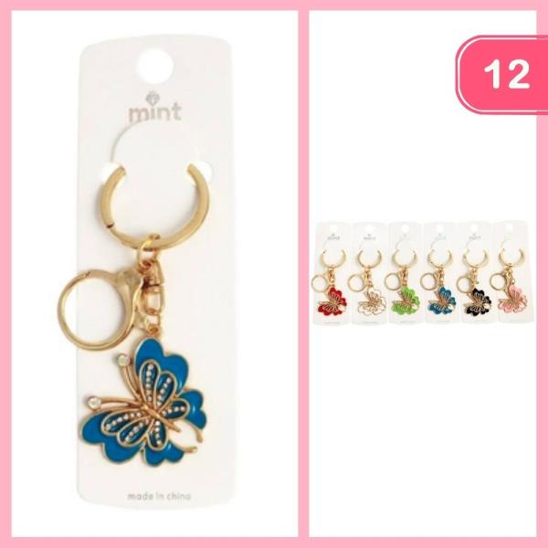 RHINESTONE BUTTERFLY KEYCHAIN (12 UNITS)