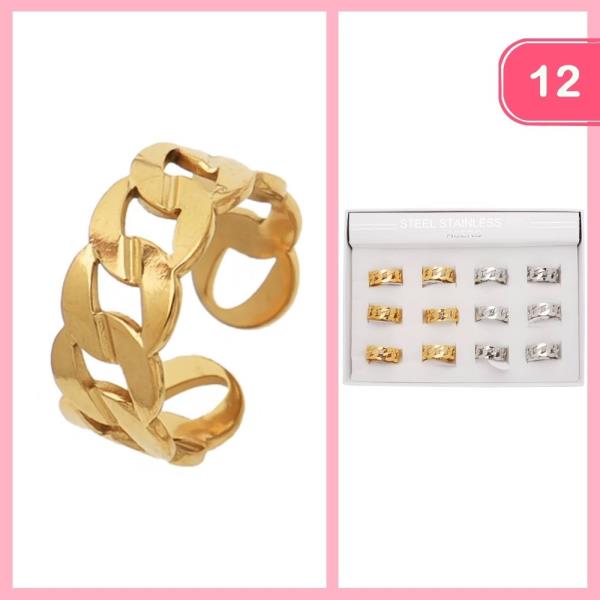 STAINLESS STEEL CHAIN LINK OPEN RING (12 UNITS)
