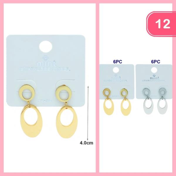 STAINLESS STEEL DANGLE EARRINGS (12 UNITS)