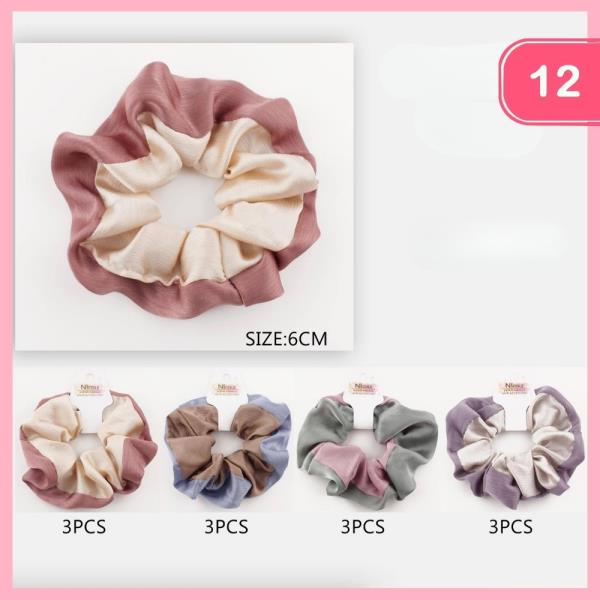 TWO TONE HAIR SCRUNCHIE (12 UNITS)