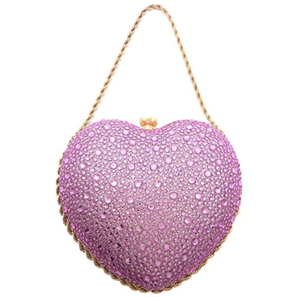 HEART SHAPE BLING EVENING CLUTCH BAG