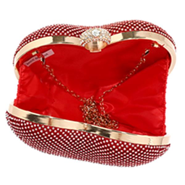RHINESTONE HEART EVENING CLUTCH BAG