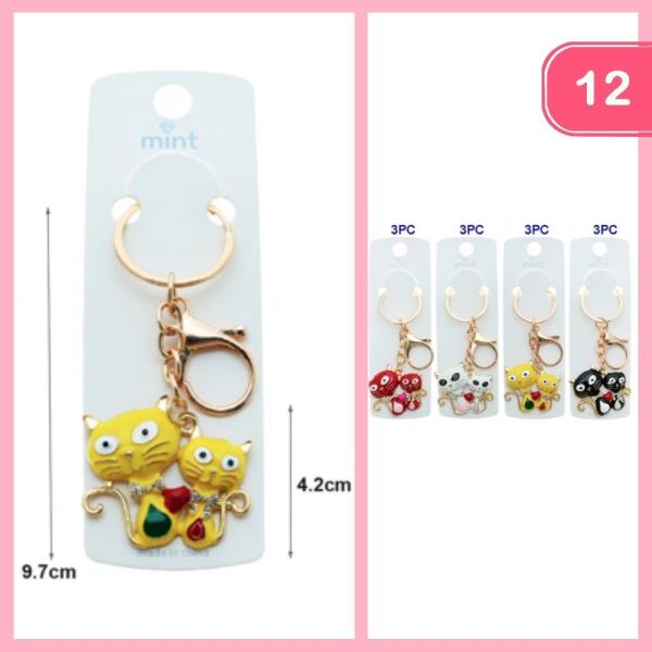RHINESTONE CAT KEYCHAIN (12 UNITS)