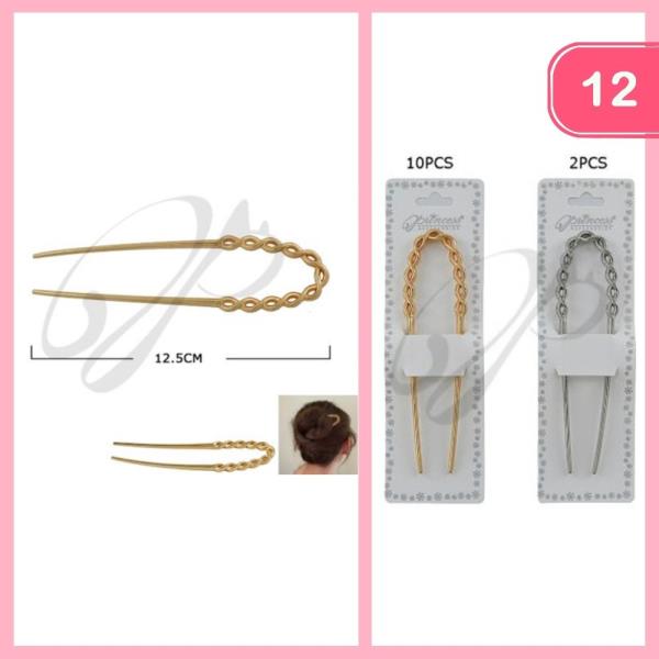 TWIST U SHAPE HAIR PIN (12 UNITS)