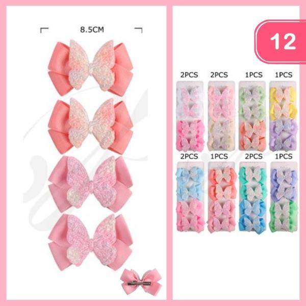 RIBBON BUTTERFLY FLY HAIR BOW (12 UNITS)