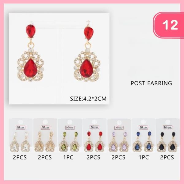 RHINESTONE DANGLE EARRINGS (12 UNITS)