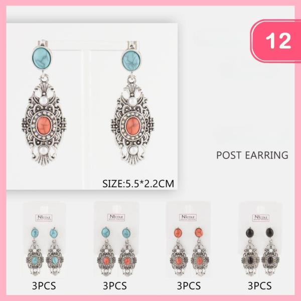 VINTAGE STYLE DANGLE EARRING (12 UNITS)