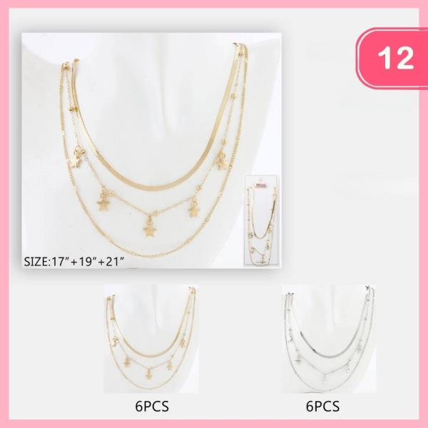 LAYERED STARS PENDANT NECKLACE (12 UNITS)