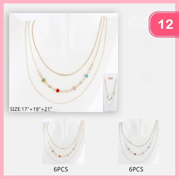 LAYERED RHINESTONE NECKLACE (12 UNITS)