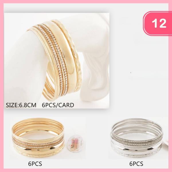 METAL RHINESTONE BANGLE BRACELET (12 UNITS)