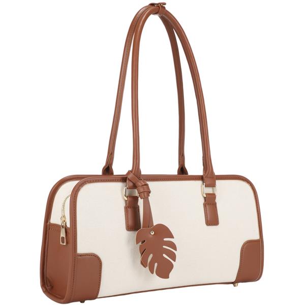 TWO TONE DESIGN LEAF SHOULDER BAG