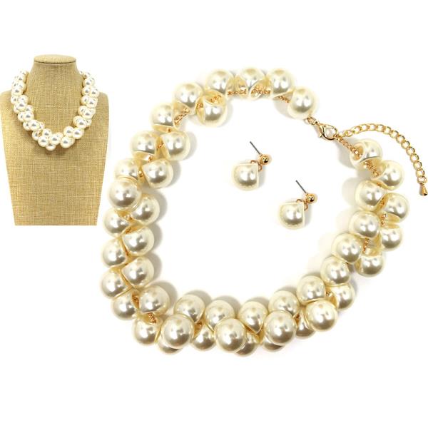 PEARL CHAIN NECKLACE EARRING SET