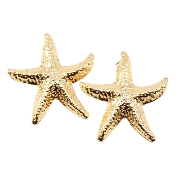 HAMMERED CHUNKY STARFISH EARRINGS