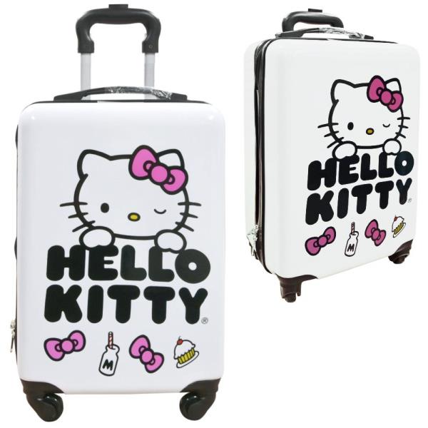 HELLO KITTY PINK HARD SIDED LUGGAGE W 4 SPINNER WHEELS
