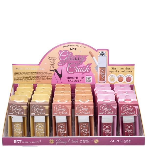 ROMANTIC BEAUTY GLOSSY CRUSH SHIMMER LIP LACQUER (24 UNITS)