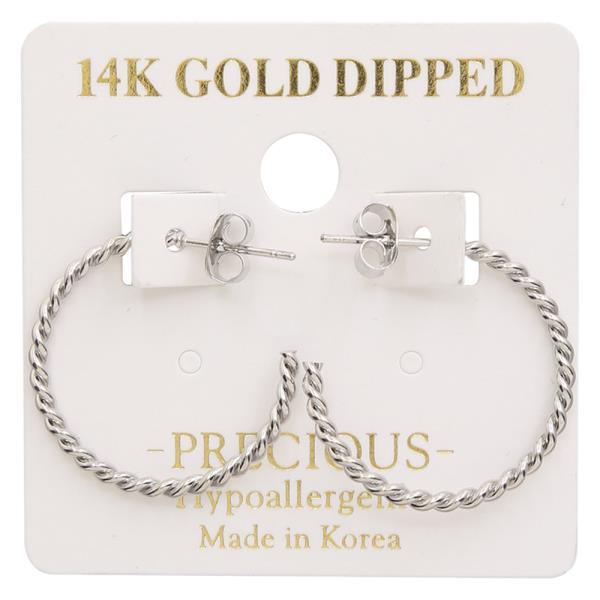14K GOLD DIPPED TWIST HOOP EARRING
