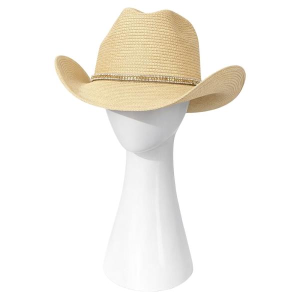 WOVEN STRAW OPEN WEAVE PANAMA COWBOY SUN HAT