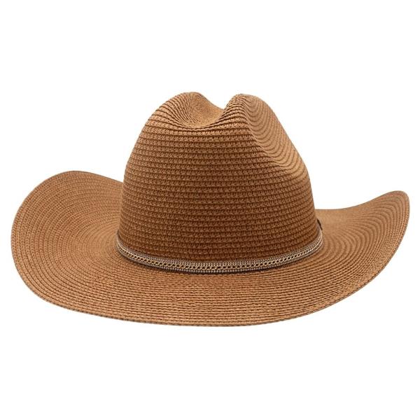 WOVEN STRAW OPEN WEAVE PANAMA COWBOY SUN HAT