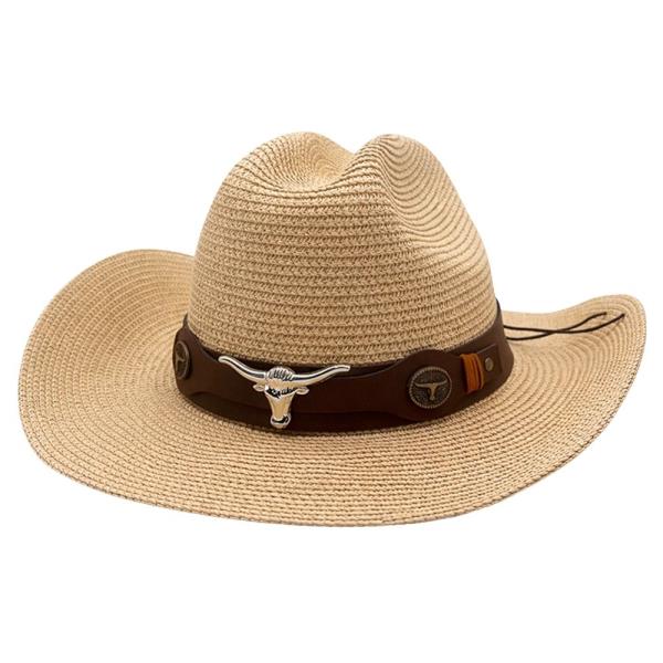 WOVEN STRAW OPEN WEAVE PANAMA COWBOY SUN HAT