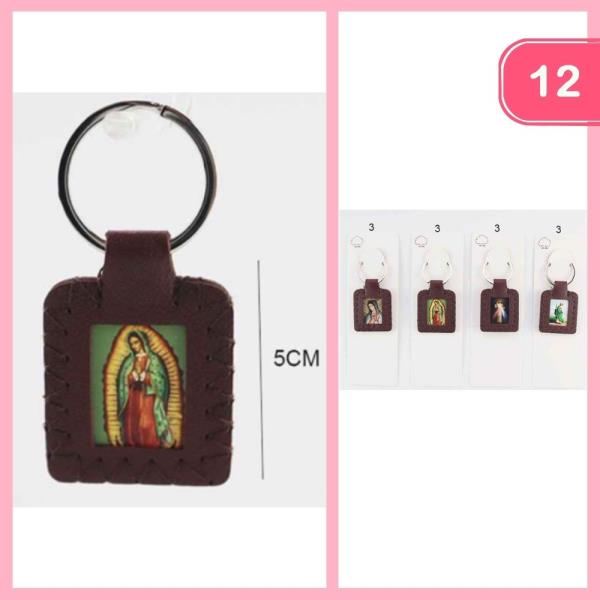 LEATHER LIKE OUR LADY OF GUADALUPE KEYCHAIN (12 UNITS)