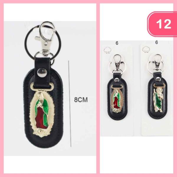 LEATHER LIKE OUR LADY OF GUADALUPE KEYCHAIN (12 UNITS)