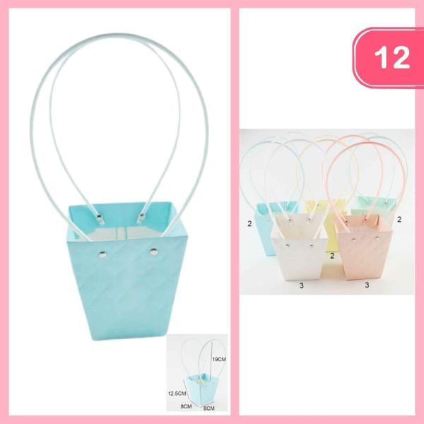 PAPER FLORAL GIFT BAG WITH LONG HANDLES (12 UNITS)