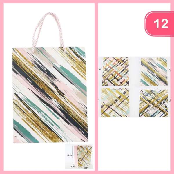 BRUSHSTROKE GLITTER PATTERN GIFT BAG (12 UNITS)