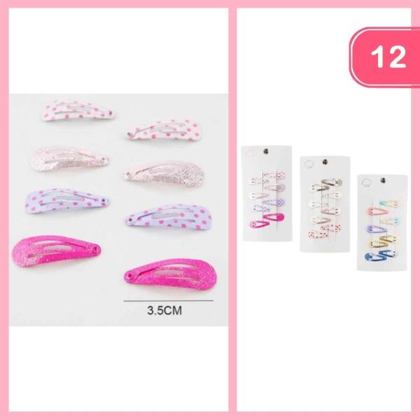 GLITTER POLKA DOT SNAP HAIR CLIP (12 UNITS)