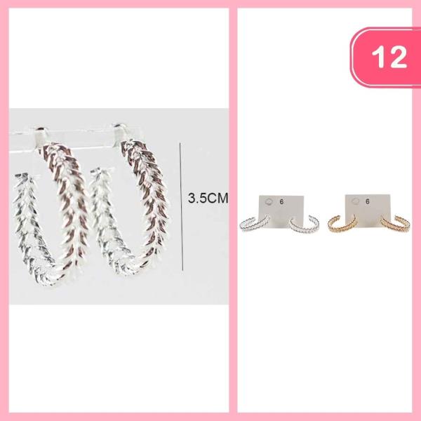 TEXTURED HOOP EARRINGS (12 UNITS)