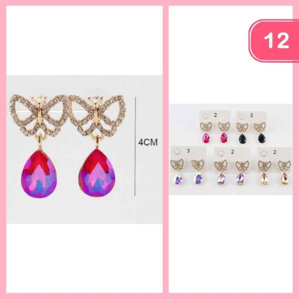 BUTTERFLY POST DANGLE EARRINGS (12 UNITS)