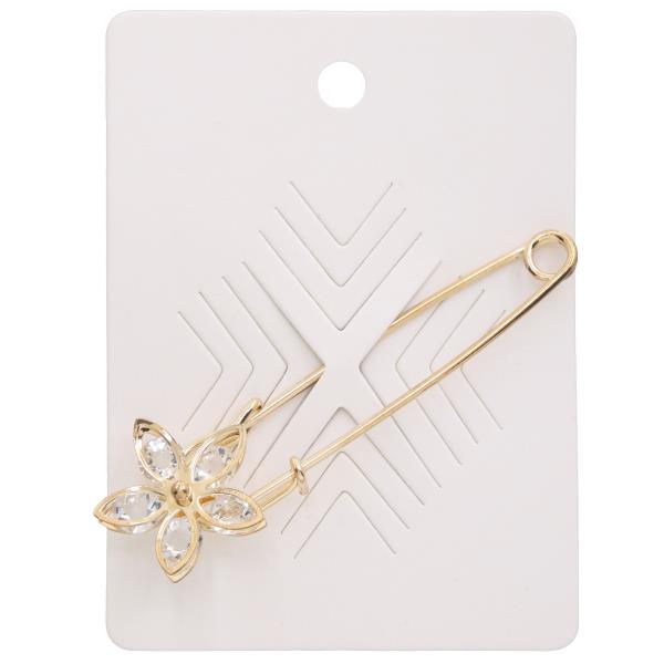 CRYSTAL FLOWER METAL PIN