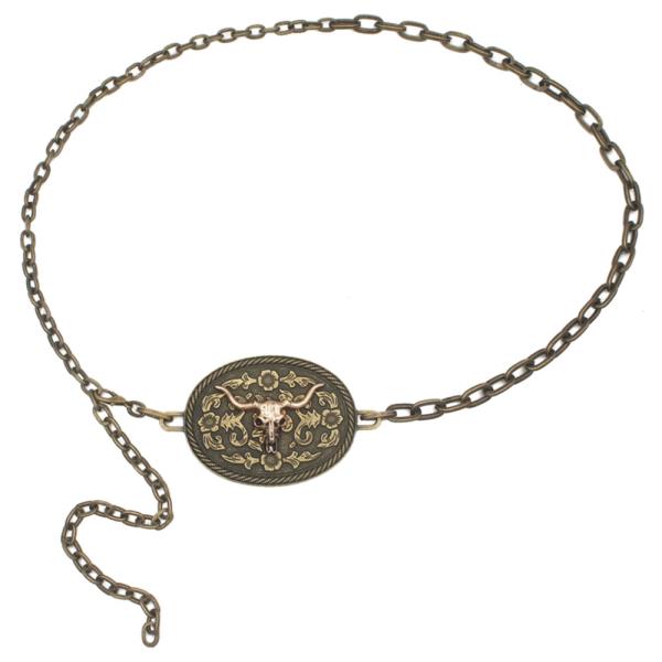 OVER LONGHORN CONCHO CHAIN BELT