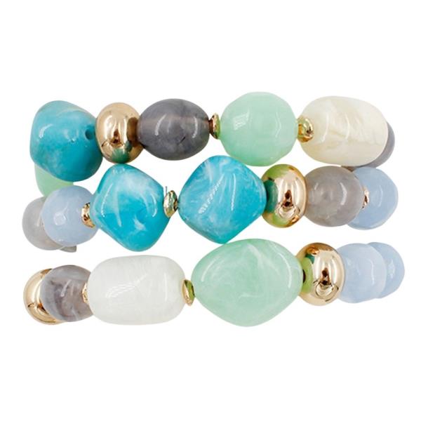 MIXED BEAD STRETCH MULTI BRACELET SET