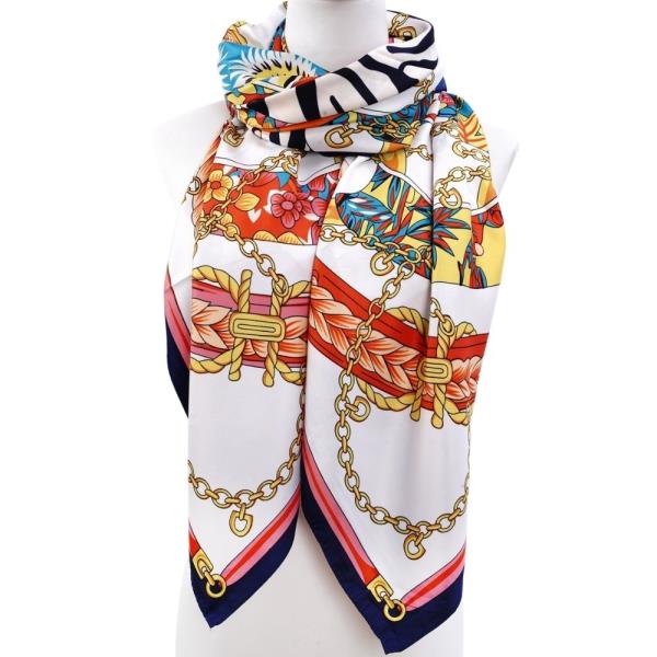 FLOWER PATTERN SILKY SQUARE SCARF