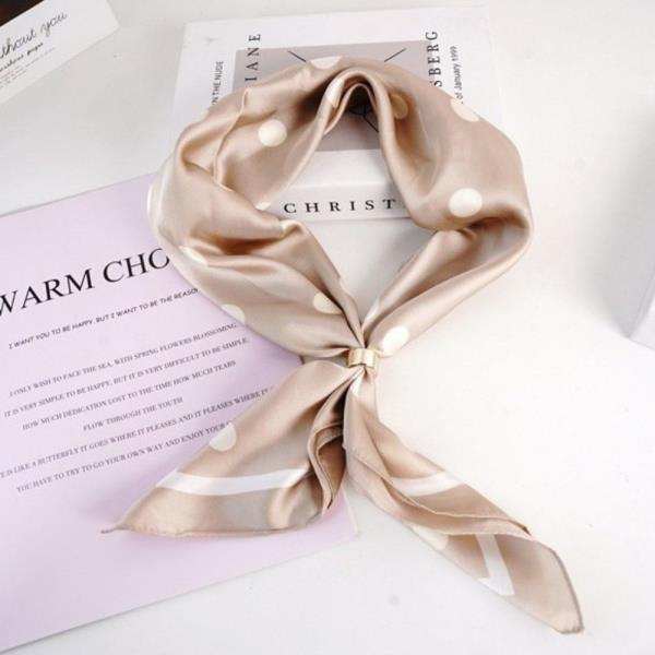 POLKA DOT SILKY BANDANA SQUARE NECK SCARF