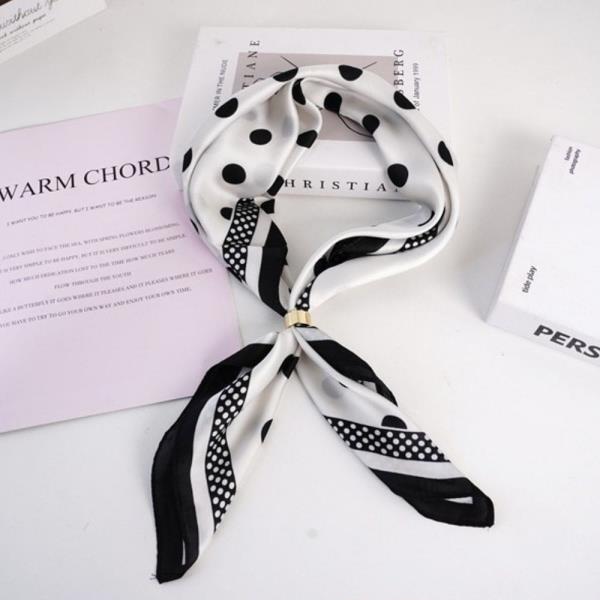 POLKA DOT SILK LIKE SCARF