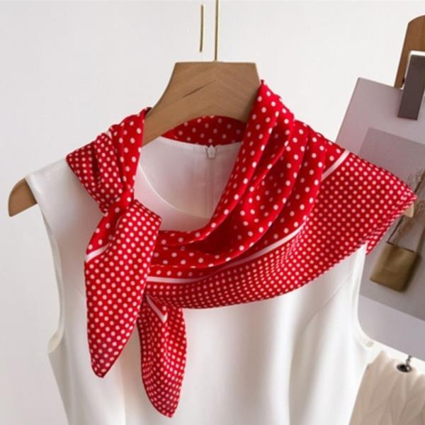 POLKA DOT SILK LIKE SCARF