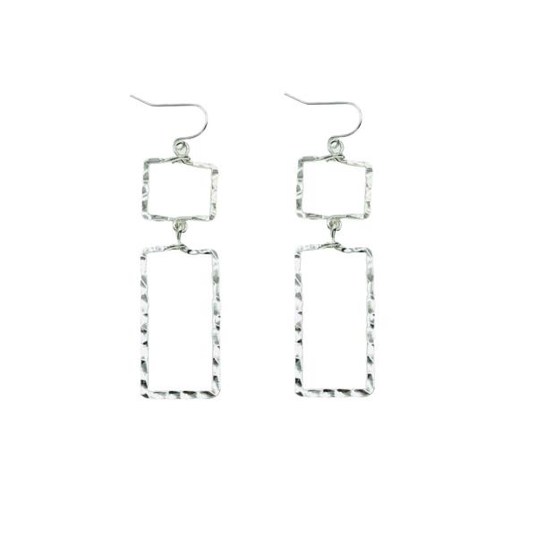 METAL RECTANGLE LINK DANGLE EARRING