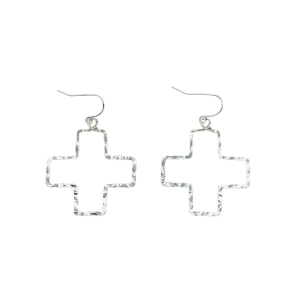 METAL CROSS SHAPE DANGLE EARRING