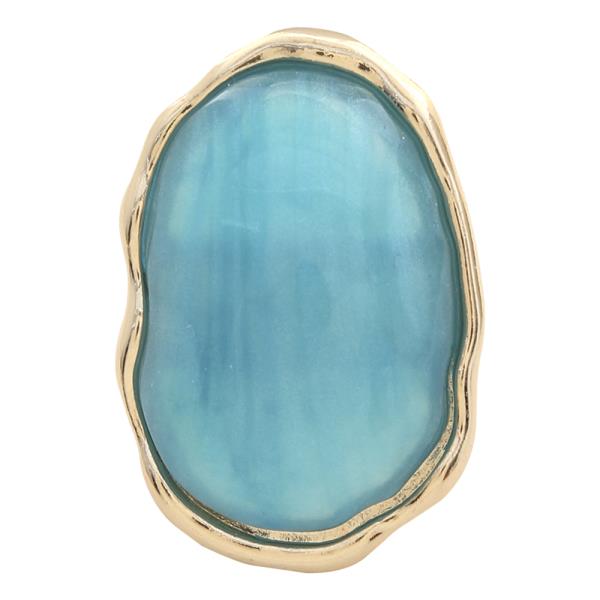 OVAL COLOR GEMSTONE METAL RING