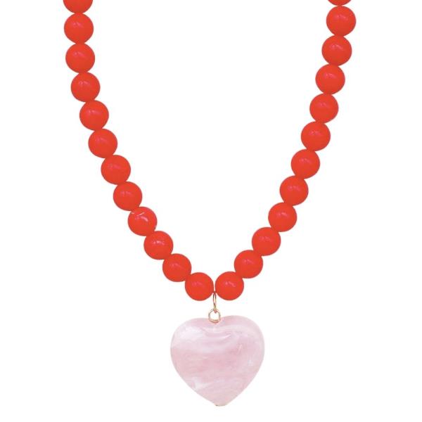 BEAD HEART PENDANT NECKLACE