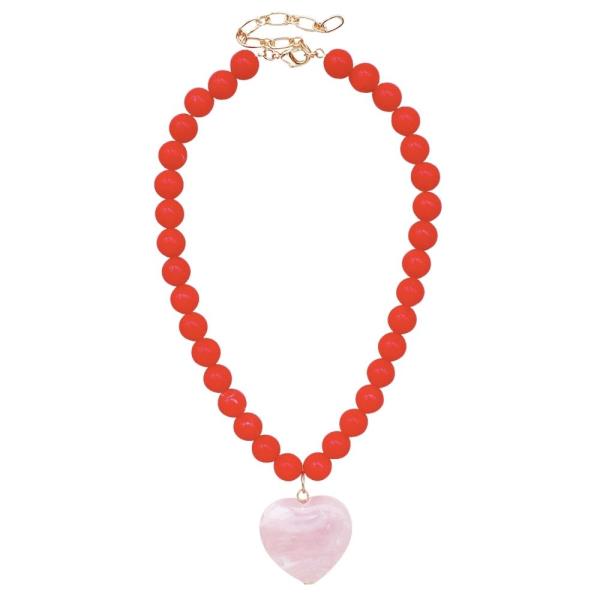 BEAD HEART PENDANT NECKLACE