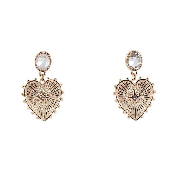 METAL RADIANT HEART DROP EARRING