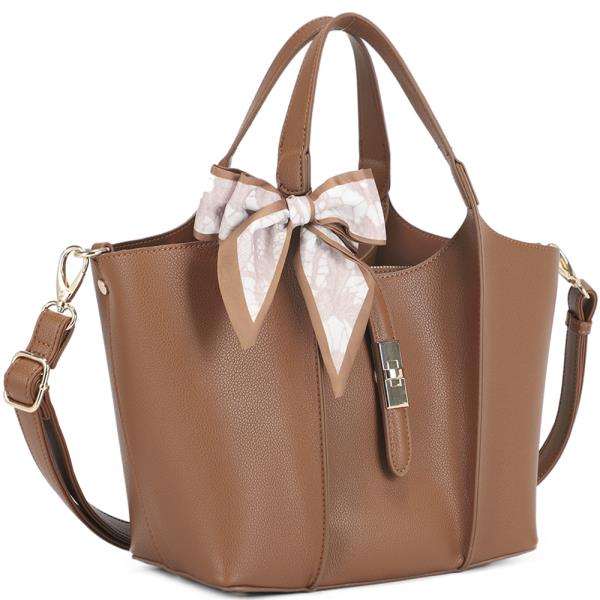 PLAIN TWIST RIBBON HANDLE TOTE W STRAP