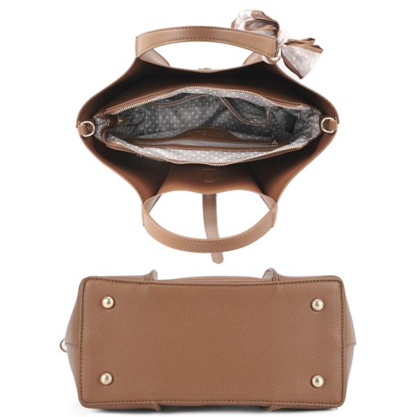 PLAIN TWIST RIBBON HANDLE TOTE W STRAP