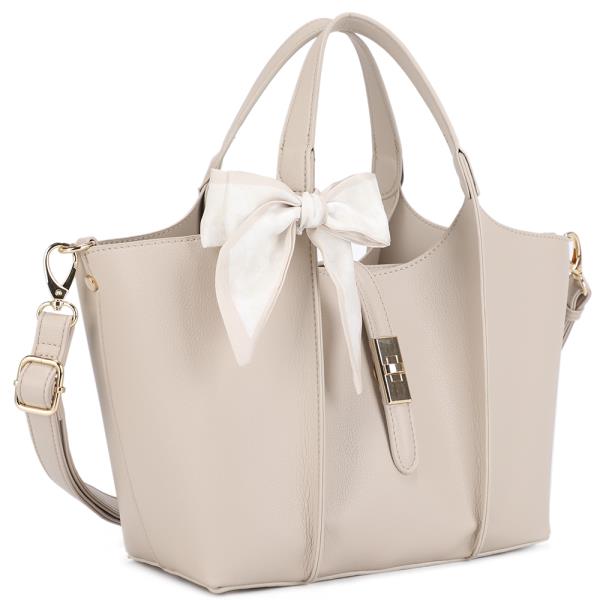 PLAIN TWIST RIBBON HANDLE TOTE W STRAP